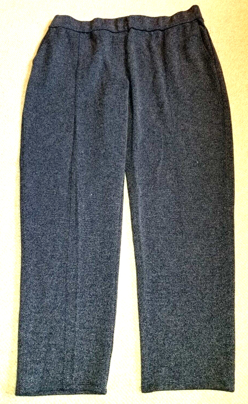 Womens Pants-J. JILL-WEAREVER-navy blue tweed rayon stretch knit pull on-L